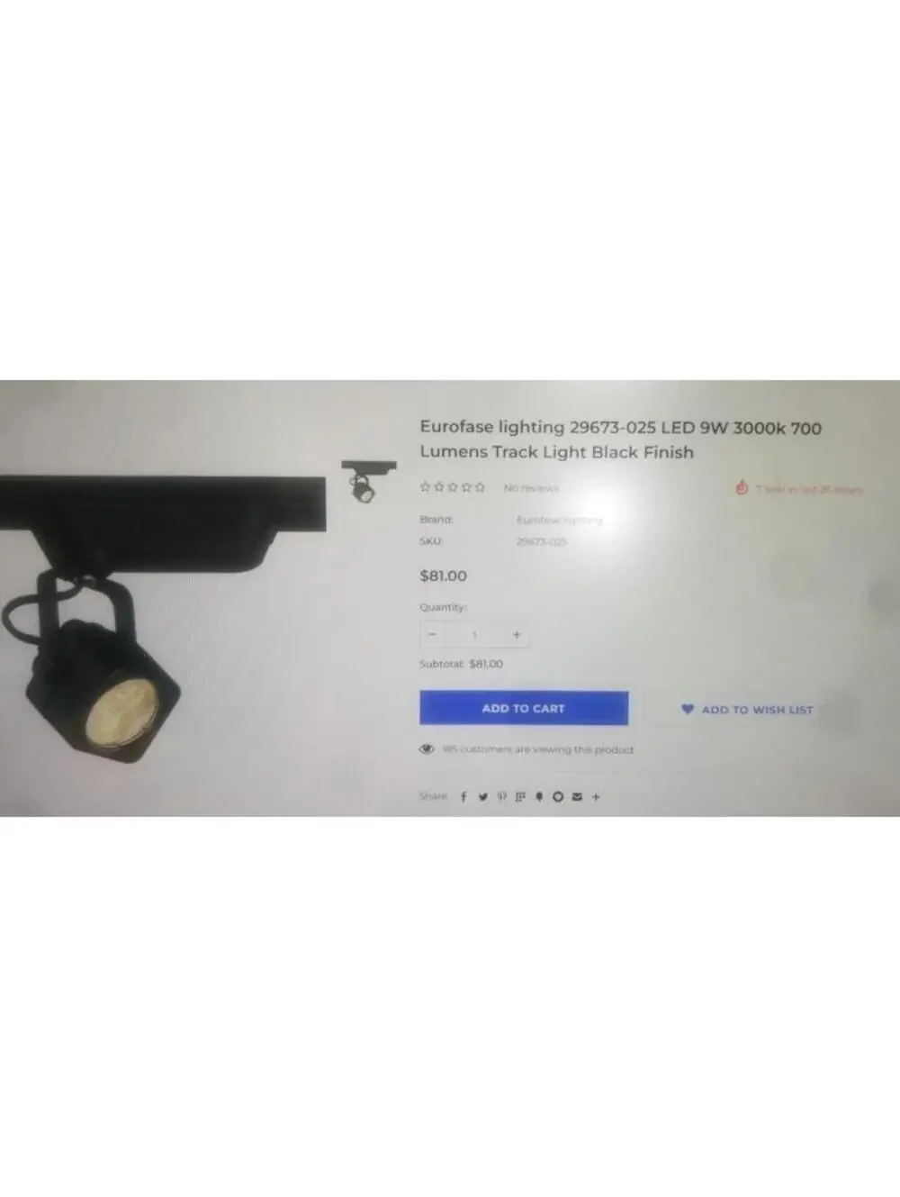 Eurofase Square black 9w LED track lighting model 29673-025